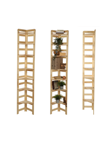 Regał Modułowy Narożnik 236x34,4x34,4cm 7 Półek BERDO Surowy