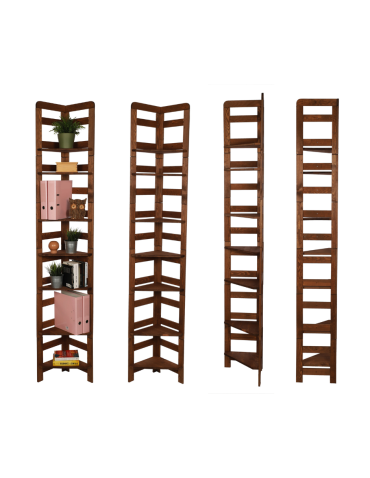 Regał Modułowy Narożnik 236x34,4x34,4cm 7 Półek BERDO Brązowy