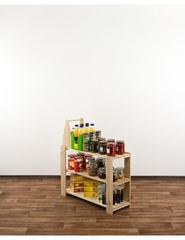 Regały - MAXI Surowy Regał Drewniany 64x80x30 cm 3 Półki ażurowe - product 5