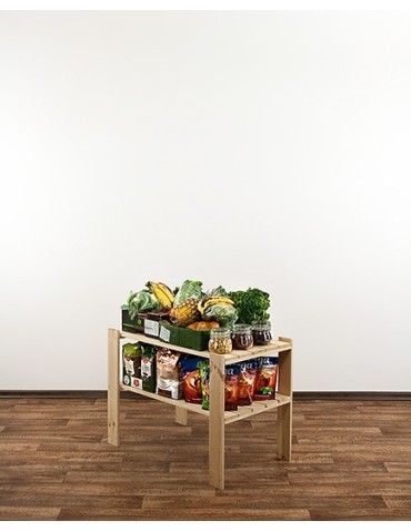 Regały - MAXI Surowy Regał Drewniany 64x80x50 cm 2 Półki ażurowe - produkt 3