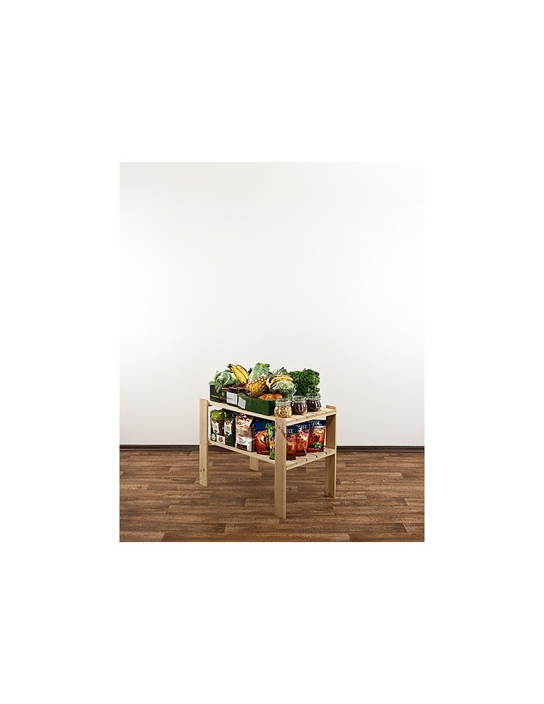 Regały - MAXI Surowy Regał Drewniany 64x80x50 cm 2 Półki ażurowe - produkt b2b.wamar.biz 3