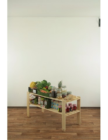 Regały - MAXI Surowy Regał Drewniany 64x120x50 cm 2 Półki ażurowe - product 3