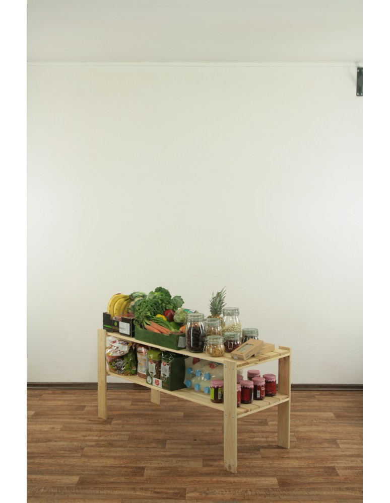 Regały - MAXI Surowy Regał Drewniany 64x120x50 cm 2 Półki ażurowe - product b2b.wamar.biz 3