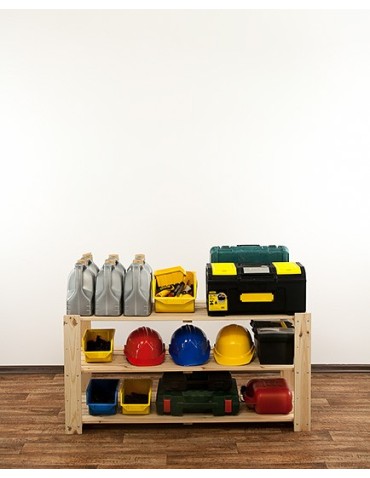 Regały - MAXI Surowy Regał Drewniany 64x120x50 cm 3 Półki ażurowe - product 6