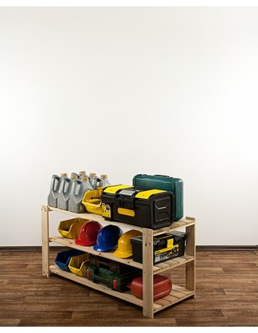 Regały - MAXI Surowy Regał Drewniany 64x120x50 cm 3 Półki ażurowe - product 7