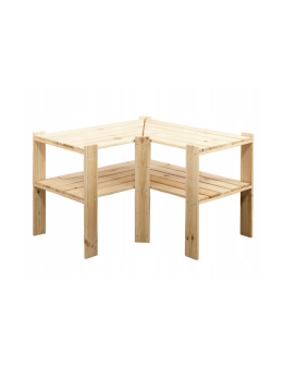 MAXI Regał Narożny Drewniany 64x80x50 cm 2 Półki ażurowe Surowy