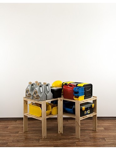 MAXI Regał Narożny Drewniany 64x80x50 cm 2 Półki ażurowe Surowy - product 2