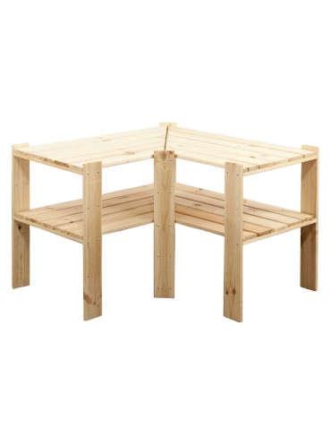 Regały - MAXI Regał Narożny Drewniany 64x80x50 cm 2 Półki ażurowe Surowy - product 9