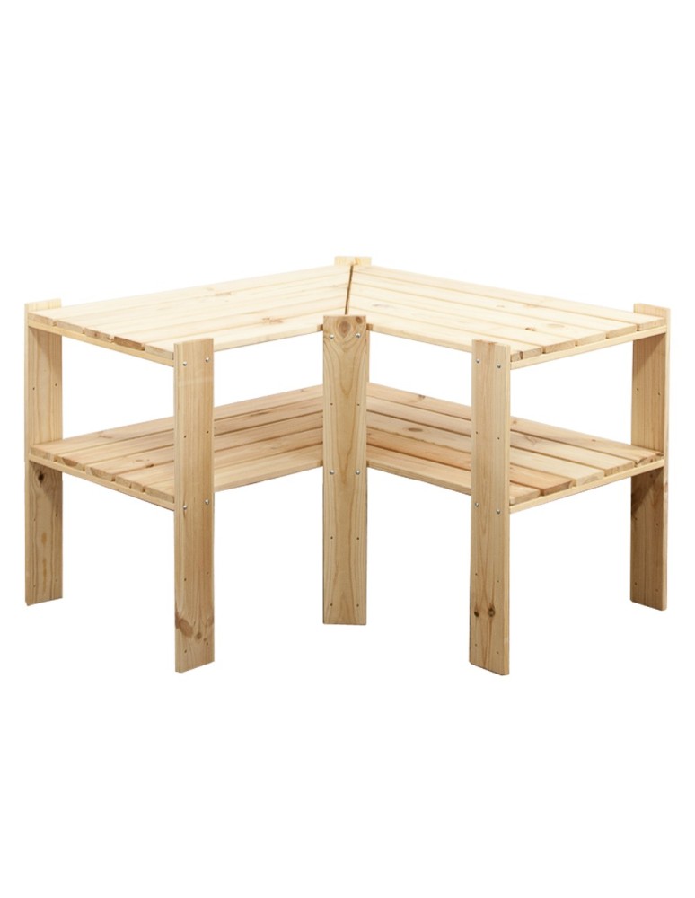 Regały - MAXI Regał Narożny Drewniany 64x80x50 cm 2 Półki ażurowe Surowy - product b2b.wamar.biz 9