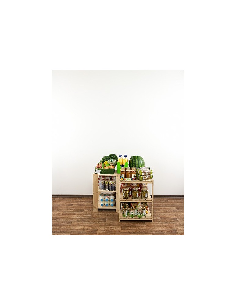 Regały - MAXI Regał Narożny Drewniany 64x80x50 cm 3 Półki ażurowe Surowy - produkt b2b.wamar.biz 8