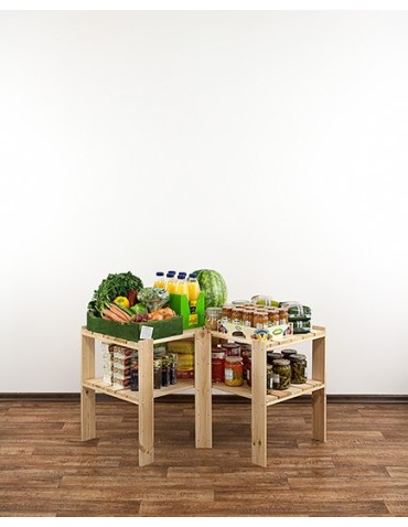 Regały - MAXI Regał Narożny Drewniany 64x80x50 cm 2 Półki pełne Surowy - produkt 4