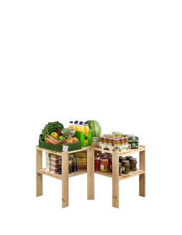 Regały - MAXI Regał Narożny Drewniany 64x80x50 cm 2 Półki pełne Surowy - produkt 5