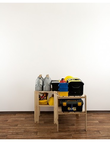 Regały - MAXI Regał Narożny Drewniany 64x80x50 cm 2 Półki pełne Surowy - produkt 6