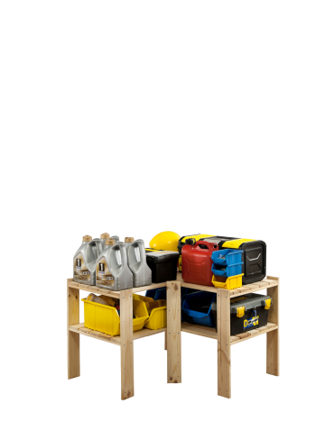 Regały - MAXI Regał Narożny Drewniany 64x80x50 cm 2 Półki pełne Surowy - produkt 7