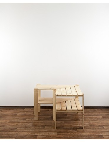 Regały - MAXI Regał Narożny Drewniany 64x80x50 cm 2 Półki pełne Surowy - produkt 11