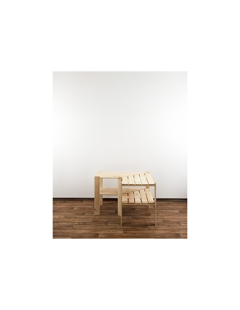 Regały - MAXI Regał Narożny Drewniany 64x80x50 cm 2 Półki pełne Surowy - produkt b2b.wamar.biz 11