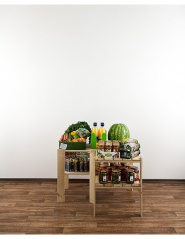 Regały - MAXI Regał Narożny Drewniany 64x80x50 cm 2 Półki pełne Surowy - produkt 12