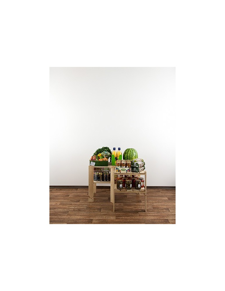 Regały - MAXI Regał Narożny Drewniany 64x80x50 cm 2 Półki pełne Surowy - produkt b2b.wamar.biz 12