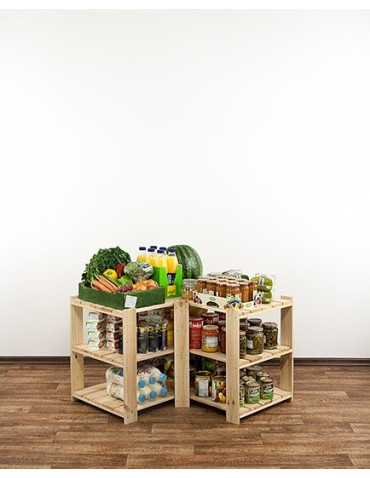 Regały - MAXI Regał Narożny Drewniany 64x80x50 cm 3 Półki pełne Surowy - produkt 3