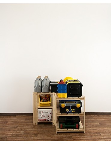 Regały - MAXI Regał Narożny Drewniany 64x80x50 cm 3 Półki pełne Surowy - produkt 4