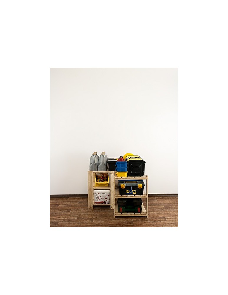 Regały - MAXI Regał Narożny Drewniany 64x80x50 cm 3 Półki pełne Surowy - produkt b2b.wamar.biz 4