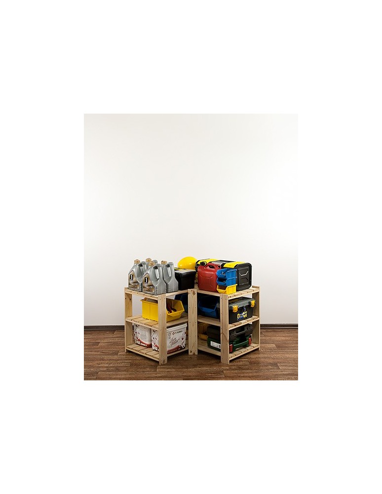 Regały - MAXI Regał Narożny Drewniany 64x80x50 cm 3 Półki pełne Surowy - produkt b2b.wamar.biz 5