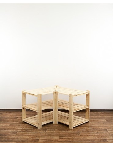 Regały - MAXI Regał Narożny Drewniany 64x80x50 cm 3 Półki pełne Surowy - produkt 6