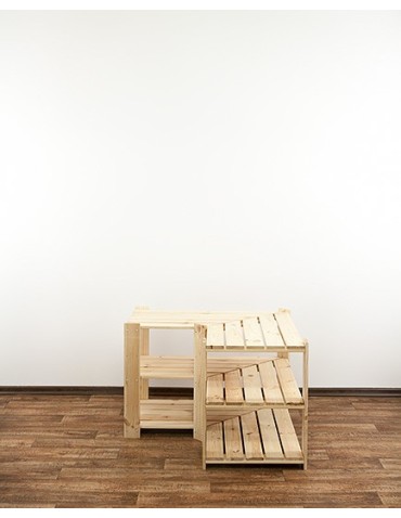 Regały - MAXI Regał Narożny Drewniany 64x80x50 cm 3 Półki pełne Surowy - produkt 7