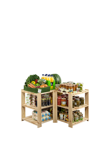 Regały - MAXI Regał Narożny Drewniany 64x80x50 cm 3 Półki pełne Surowy - produkt 8