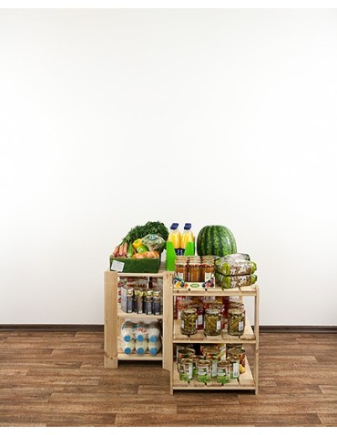 Regały - MAXI Regał Narożny Drewniany 64x80x50 cm 3 Półki pełne Surowy - produkt 9