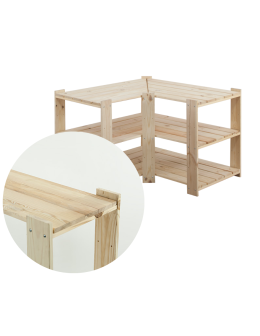 MAXI Regał Narożny Drewniany 64x80x50 cm 3 Półki pełne Surowy