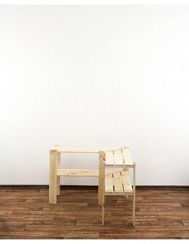 MAXI Regał Narożny Drewniany 64x85x30 cm 2 Półki ażurowe Surowy - product 2