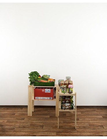 Regały - MAXI Regał Narożny Drewniany 64x85x30 cm 2 Półki ażurowe Surowy - product 3