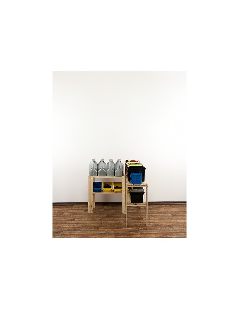 Regały - MAXI Regał Narożny Drewniany 64x85x30 cm 2 Półki ażurowe Surowy - product b2b.wamar.biz 6