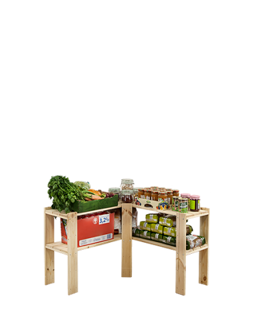 Regały - MAXI Regał Narożny Drewniany 64x85x30 cm 2 Półki ażurowe Surowy - product 8