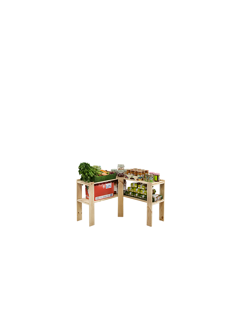 Regały - MAXI Regał Narożny Drewniany 64x85x30 cm 2 Półki ażurowe Surowy - product b2b.wamar.biz 8