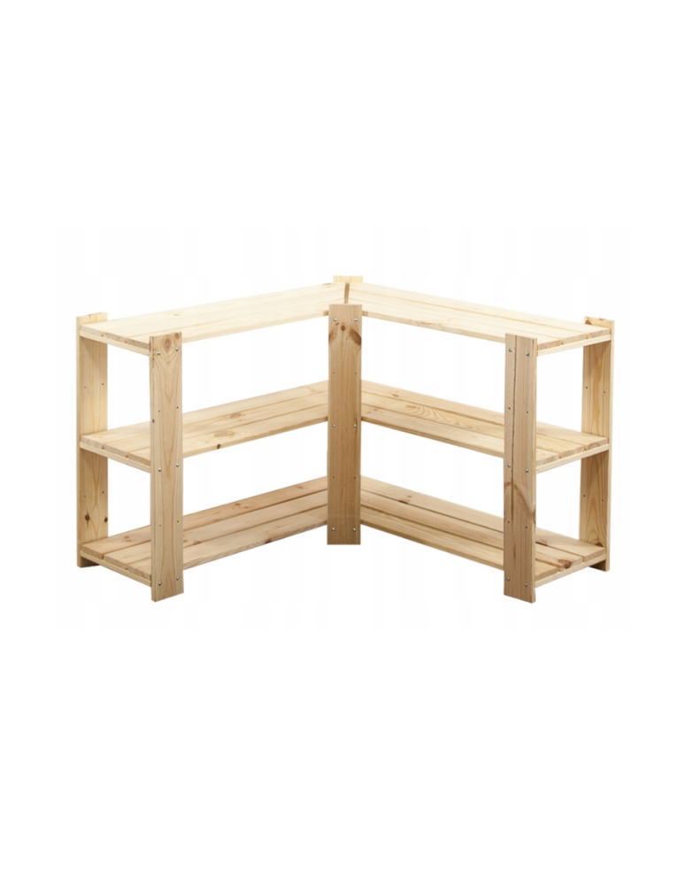 Regały - MAXI Regał Narożny Drewniany 64x85x30 cm 3 Półki ażurowe Surowy - product b2b.wamar.biz 1