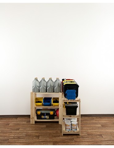 MAXI Regał Narożny Drewniany 64x85x30 cm 3 Półki ażurowe Surowy - product 2