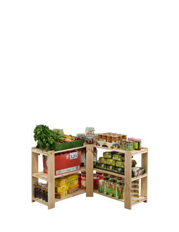 Regały - MAXI Regał Narożny Drewniany 64x85x30 cm 3 Półki ażurowe Surowy - produkt 4