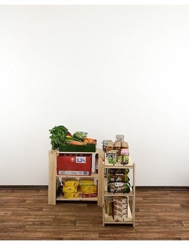 Regały - MAXI Regał Narożny Drewniany 64x85x30 cm 3 Półki ażurowe Surowy - produkt 6