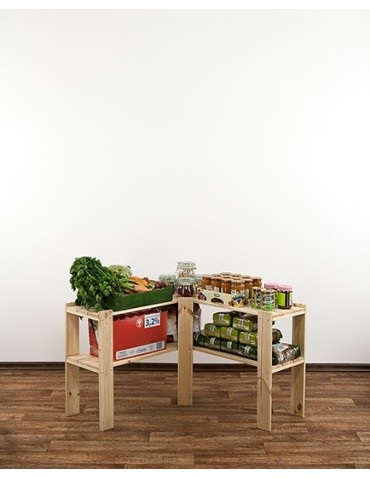 Regały - Regał Narożny 64x85x30 cm MAXI 2 Półki Drewniany/ Naturalny - product 5