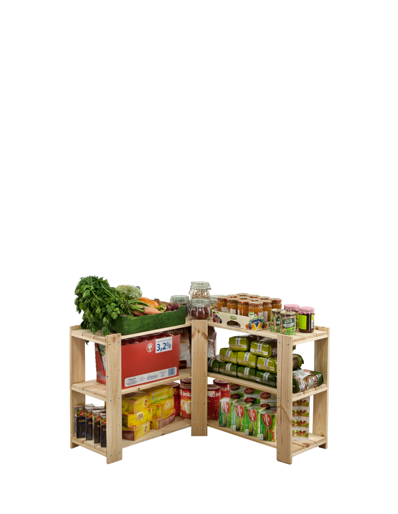 Regały - MAXI Regał Narożny Drewniany 64x85x30 cm 3 Półki pełne Surowy - product b2b.wamar.biz 5