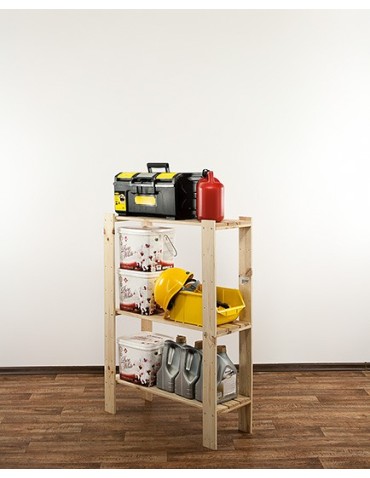 Regały - MAXI Surowy Regał Drewniany 115x80x30 cm 3 Półki ażurowe - product 4