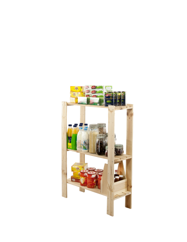 Regały - MAXI Surowy Regał Drewniany 115x80x30 cm 3 Półki ażurowe - product 5