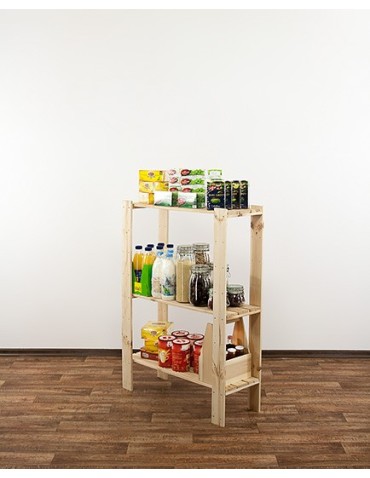 Regały - MAXI Surowy Regał Drewniany 115x80x30 cm 3 Półki ażurowe - product 11