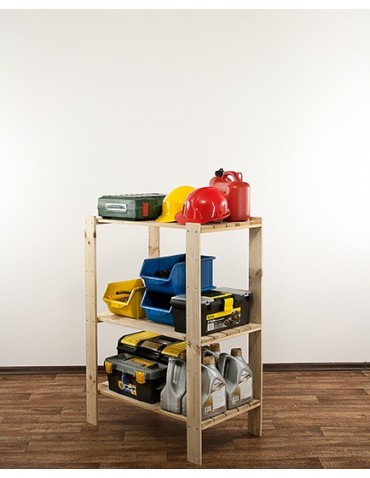 Regały - MAXI Surowy Regał Drewniany 115x80x50 cm 3 Półki ażurowe - product 4