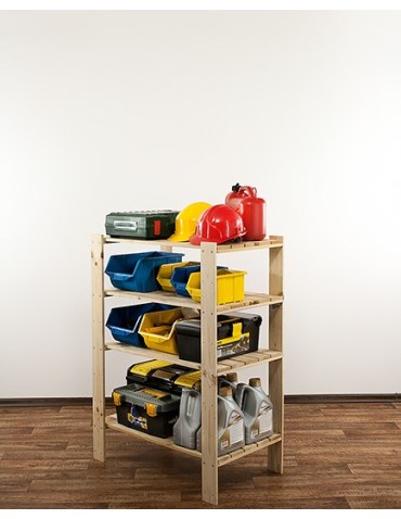 Regały - MAXI Surowy Regał Drewniany 115x80x50 cm 4 Półki ażurowe - product 11