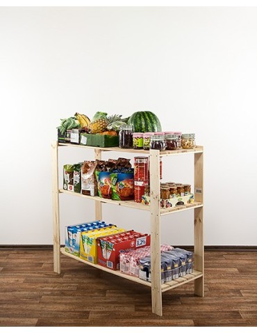 Regały - MAXI Surowy Regał Drewniany 115x120x50 cm 3 Półki ażurowe - product 3