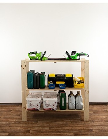 Regały - MAXI Surowy Regał Drewniany 115x120x50 cm 3 Półki ażurowe - product 5