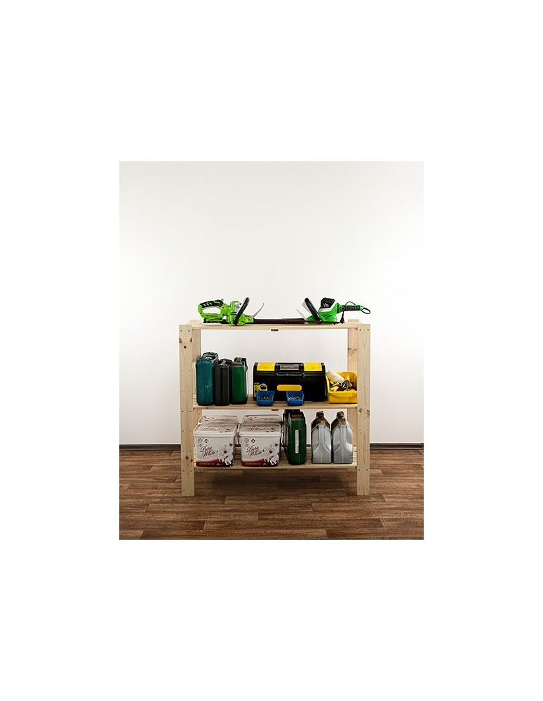 Regały - MAXI Surowy Regał Drewniany 115x120x50 cm 3 Półki ażurowe - product b2b.wamar.biz 5